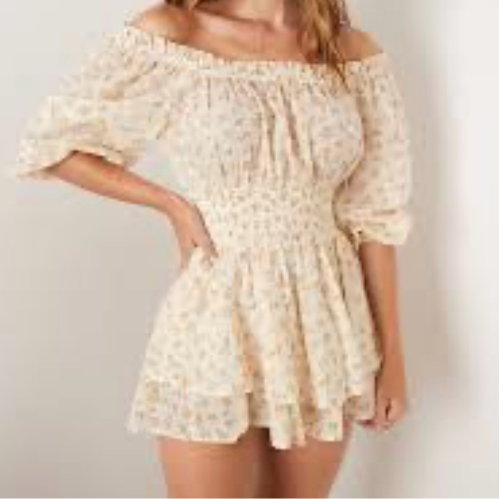 American Eagle Off the Shoulder Floral Romper Boho S Petite